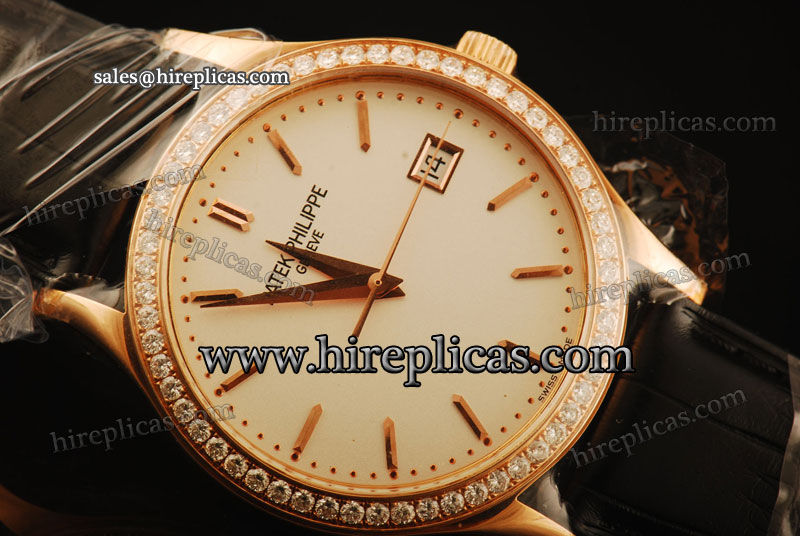High quality Special Patek Philippe Calatrava 5108G-SS Swiss ETA 2892 Automatic Rose Gold/Diamond White Dial