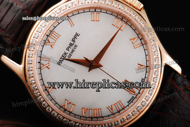 Duplicate Patek Philippe Calatrava 5108R Swiss ETA 2836 Automatic Rose Gold/Dimaond White Dial