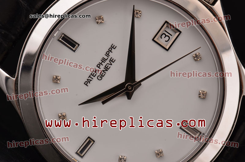 Charming Patek Philippe Calatrava 5108R-WW Swiss ETA 2836 Automatic Steel White Dial Black Alligator Leather Strap