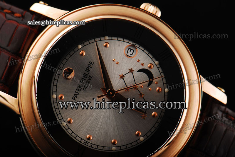 Charming Patek Philippe Calatrava 5196P-YY Swiss ETA 2836 Automatic Rose Gold Black/Silver Dial