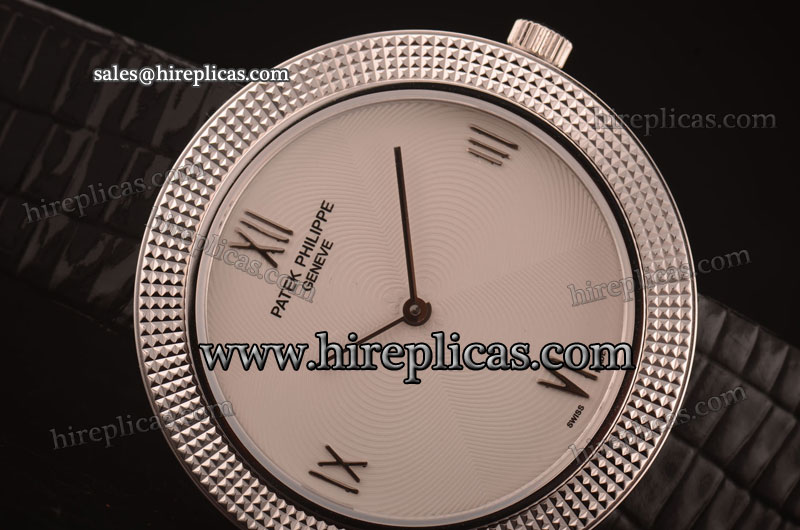 Inexpensive Classic Patek Philippe Calatrava 5120J-WW Swiss Quartz Steel White Dial