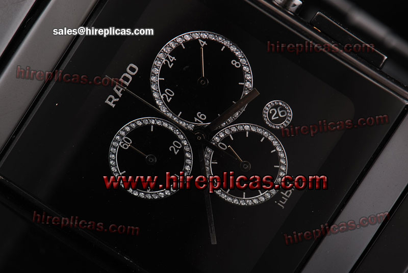 Best quality Rado Jubile Chrono R21714702 Swiss ETA Quartz Black Ceramic Black Dial