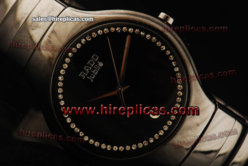 Cheap Classic Rado True Jubile R27655732 Japanese Quartz Black Ceramic Black Dial - Couple Watch