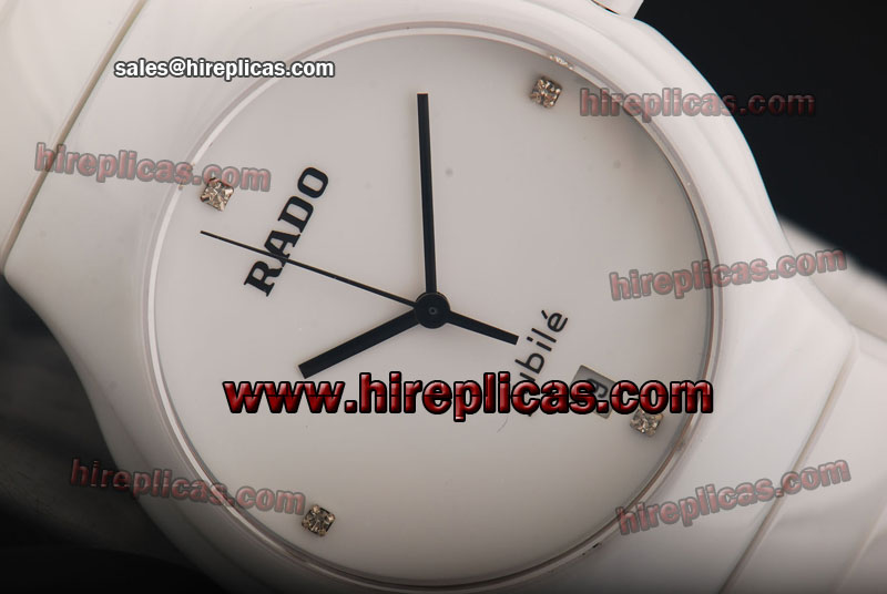 Glamorous Rado True Jubile R27695712 Japanese Quartz White Ceramic White Dial
