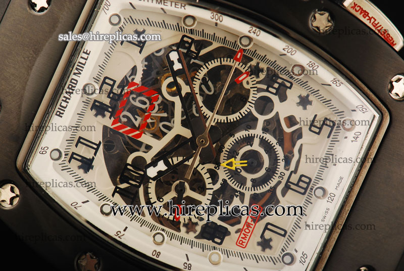 AAA Richard Mille RM 011 RM 011 PW Asia Automatic PVD Skeleton Dial