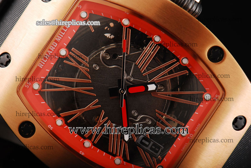 Best quality Richard Mille RM 023 RM 023 RR Asia Automatic Rose Gold Red-Grey Dial