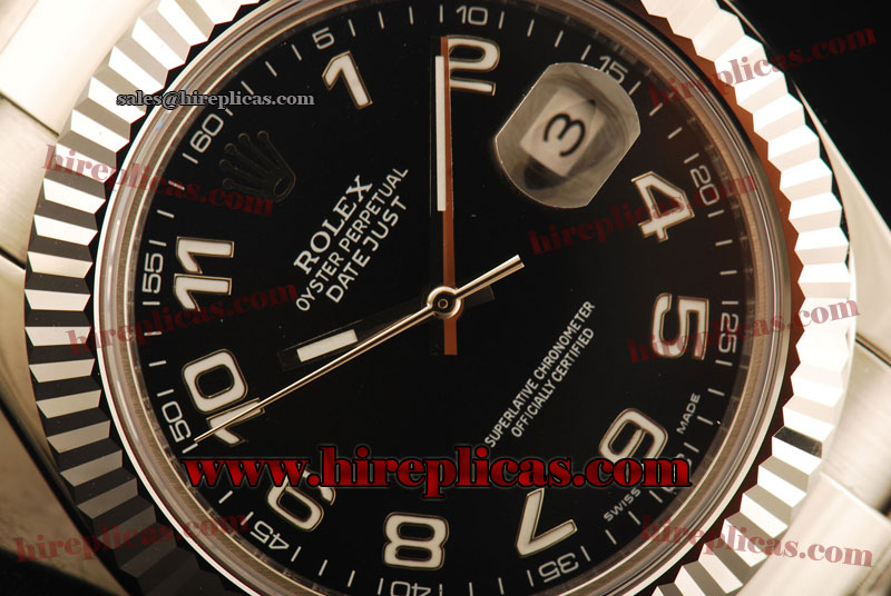 Fake Classic Rolex Datejust II 116334 bkao Rolex 3135 Automatic Steel Black Dial Numeral Markers