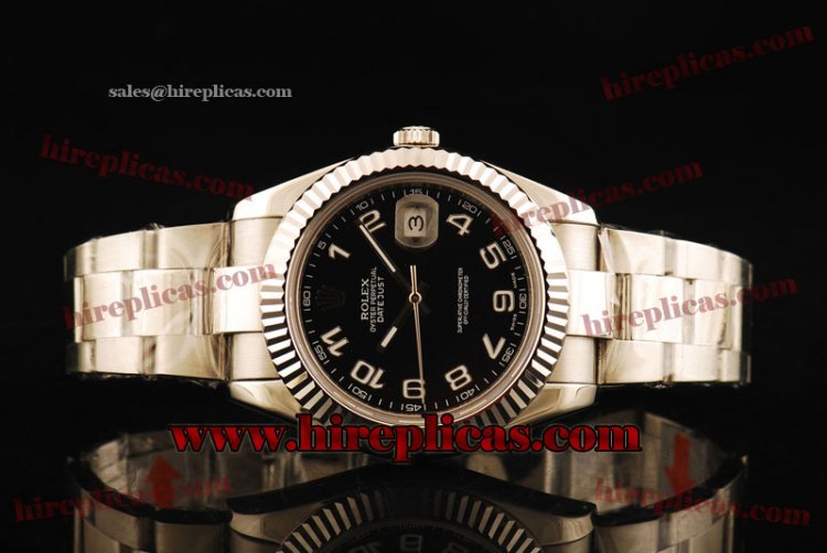 Fashion Rolex Datejust II 116334 bkao Swiss ETA 2836 Automatic Steel Black Dial Numeral Markers