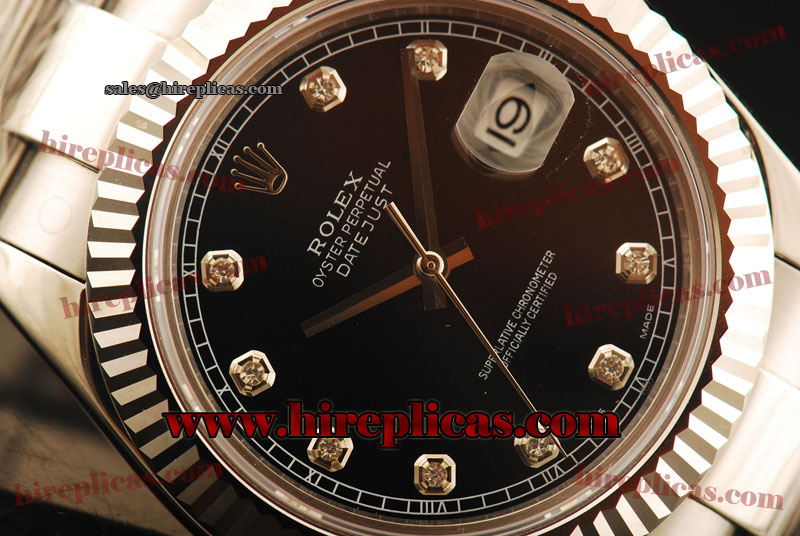 Ladies Cheap Rolex Datejust II 116334 bkdo Rolex 3135 Automatic Steel Black Dial Diamond Markers