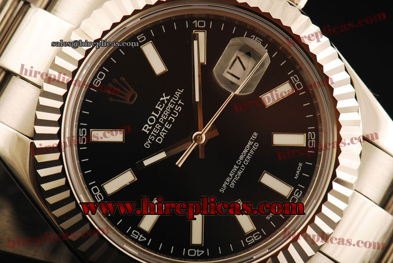 Fashion Wholesale Rolex Datejust II 116334 bkio Rolex 3135 Automatic Steel Black Dial Stick Markers