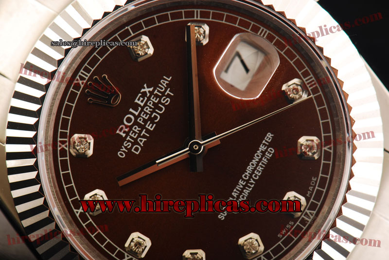 High quality Rolex Datejust II 116334 brdo Swiss ETA 2836 Automatic Steel Brown Dial Diamond Markers