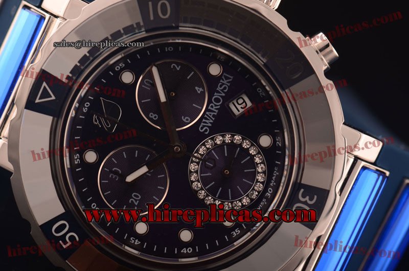 Best quality Swarovski Octea Chrono 1798 Swiss ETA Quartz Steel Purple Dial