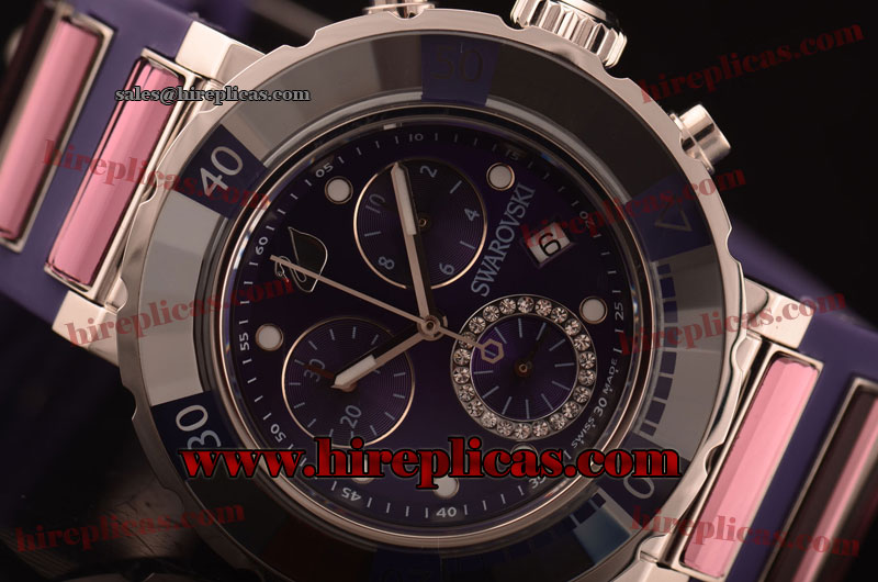 AAA Swarovski Octea Chrono 1803 Swiss ETA Quartz Steel Purple Dial