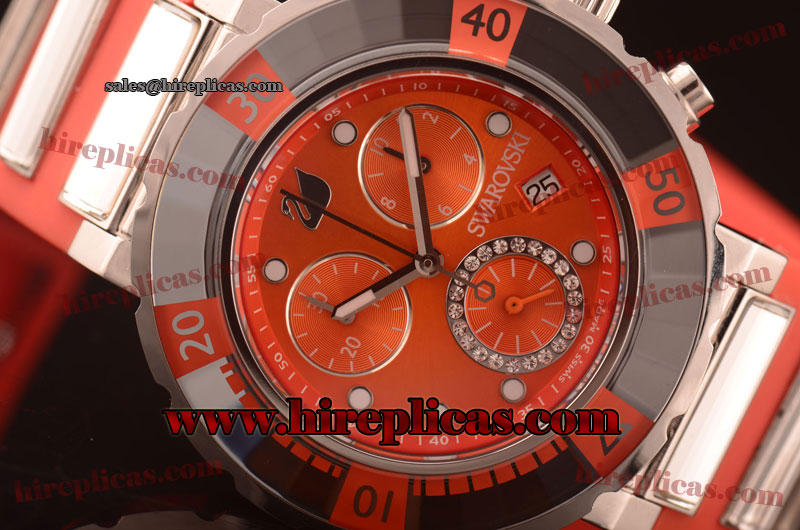 Classic Fake Beautiful Swarovski Octea Chrono 1804 Swiss ETA Quartz Steel Orange Dial