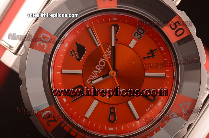 Fashion Luxury Swarovski Octea Sport 1810 Swiss ETA Quartz Steel Orange Dial