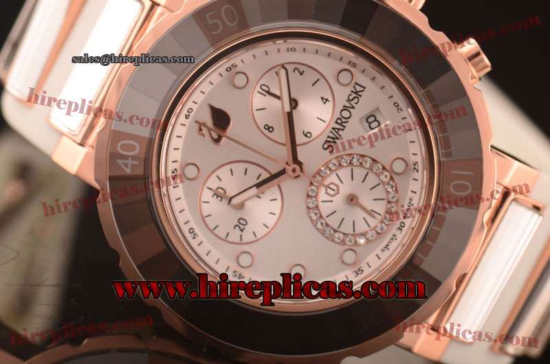 Graceful Graceful Swarovski Octea Chrono 1805 Swiss ETA Quartz Rose Gold Silver Dial