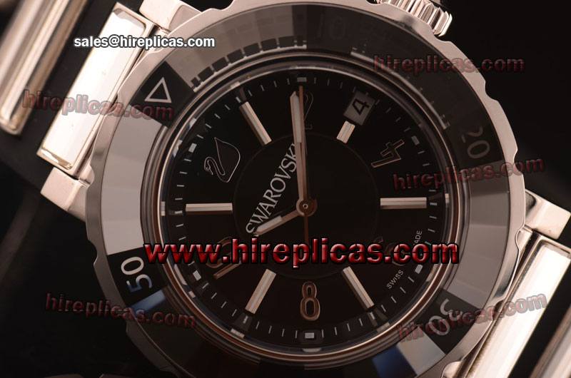 Clone Swarovski Octea Sport 1812 Swiss ETA Quartz Steel Black Dial