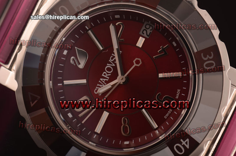 Good Swarovski Octea Sport 1808 Swiss ETA Quartz Steel Wine Dial