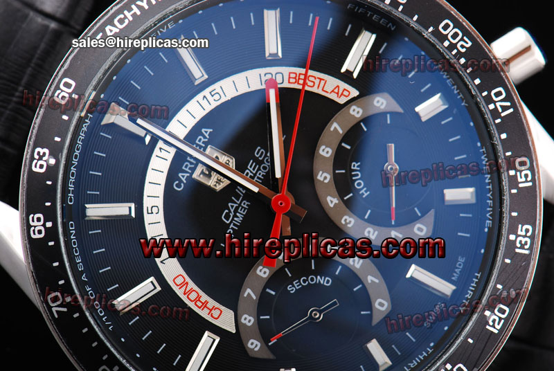 Best Price Tag Heuer Carrera CAG7010.BA0254 Asia Automatic Steel Black Dial Black Leather Strap