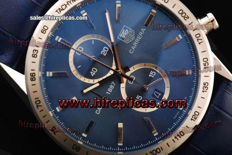 Fashion Hot Tag Heuer Carrera 1887 Chrono CAR2110.BA0725 Japanese Quartz Steel Blue Dial