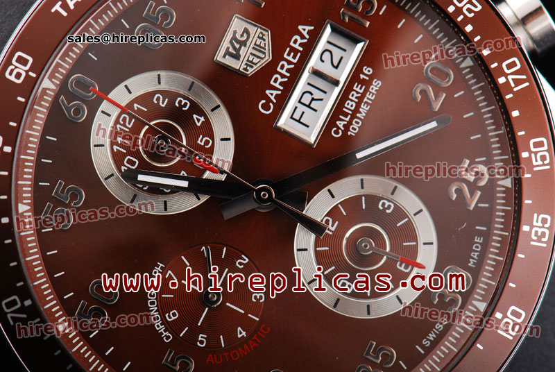 Unique Tag Heuer Carrera Calibre 16 7750 Coating CV2A12.FT6005 Asia Automatic Steel Brown Dial