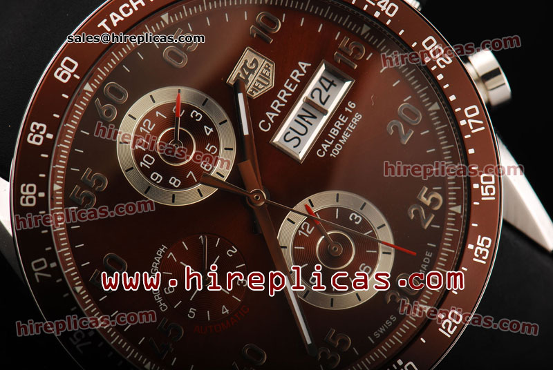 Ladies Cheap Tag Heuer Carrera Calibre 16 7750 Coating CV2A12.FT6006 Asia Automatic Steel Brown Dial