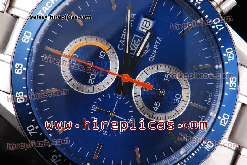 Best Tag Heuer Carrera Calibre 16 Chrono CV2015.BA0794 Japanese Quartz Steel Blue Dial
