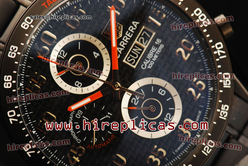 Unique Tag Heuer Carrera Calibre 16 Chrono CV2A10.FC6239 Japanese Quartz PVD Black Dial