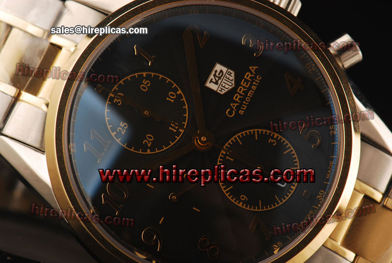 Fashion Wholesale Graceful Tag Heuer Carrera Calibre 16 Heritage Chrono CAS2150.FC6297 Swiss Valjoux 7750 Automatic Two Tone Black Dial