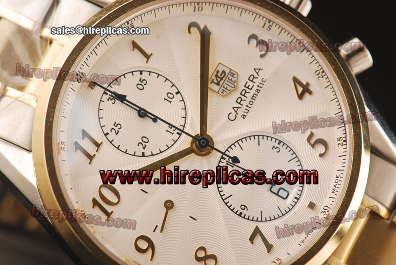 Pretty Top Tag Heuer Carrera Calibre 16 Heritage Chrono CAS2150.FC6298 Swiss Valjoux 7750 Automatic Two Tone White Dial