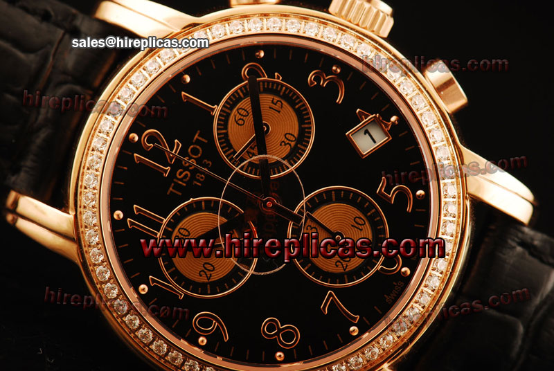 Replica Knockoffs Tissot T-Gold T0144271603100 Japanese Quartz Rose Gold Black Dial Diamond Bezel