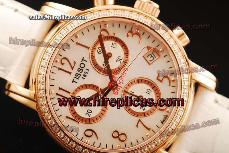 Luxury discount Tissot T-Gold T0144271603102 Japanese Quartz Rose Gold White Dial Diamond Bezel