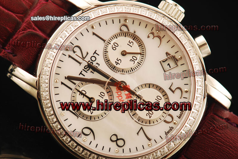 Fashion Hot Tissot T-Gold T0144271603104 Japanese Quartz Steel White Dial Diamond Bezel