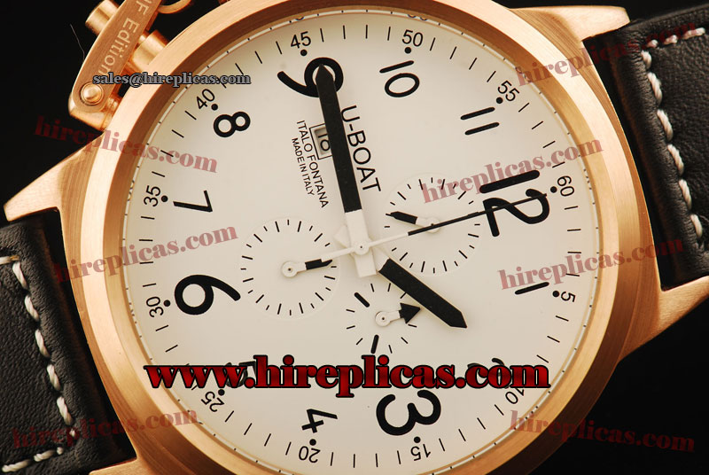 Best Luxury U-Boat Flightdeck 1768 Miyota Quartz Rose Gold White Dial Black Markers