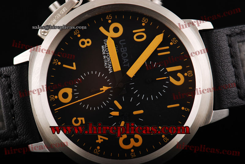 Best Luxury Classic U-Boat Flightdeck 1909 Swiss Valjoux 7750 Automatic Steel Black Dial Yellow Markers