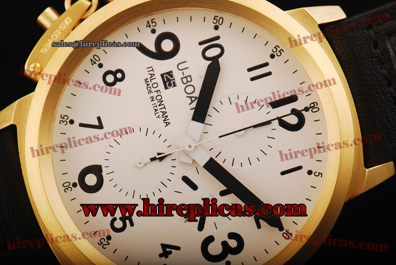Fake Classic U-Boat Flightdeck 5678 Swiss Valjoux 7750 Automatic Yellow Gold White Dial Black Markers
