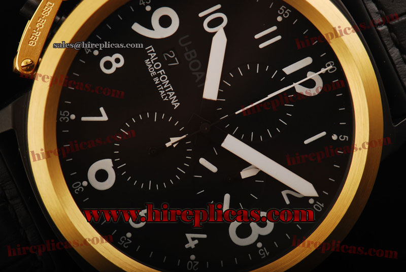 Fashion Hot U-Boat Flightdeck 5617 Swiss Valjoux 7750 Automatic PVD/Yellow Gold Black Dial White Markers
