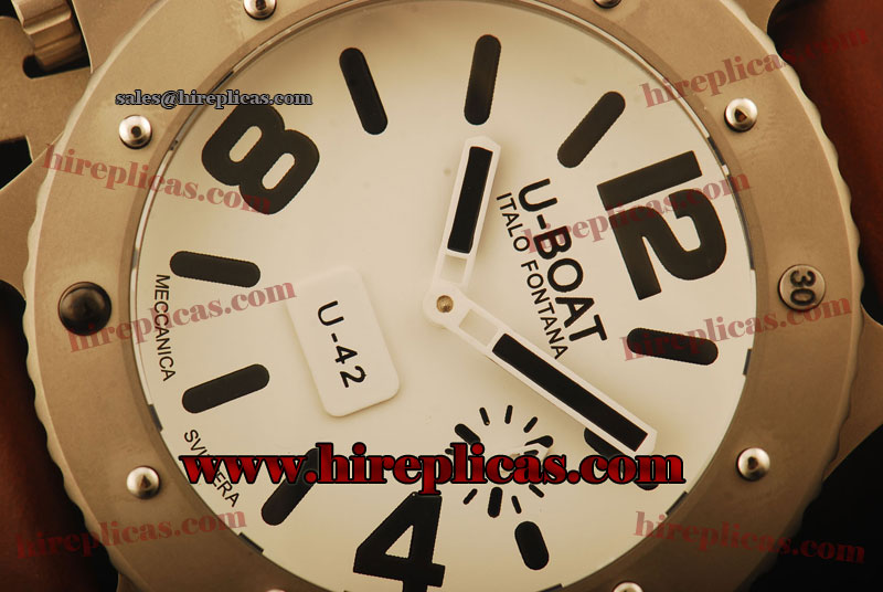 Ladies Cheap Classic U-Boat Limited Edition U-42 6157 Swiss ETA 6497 Manual Winding Titanium White Dial Black Markers - 1:1 Original