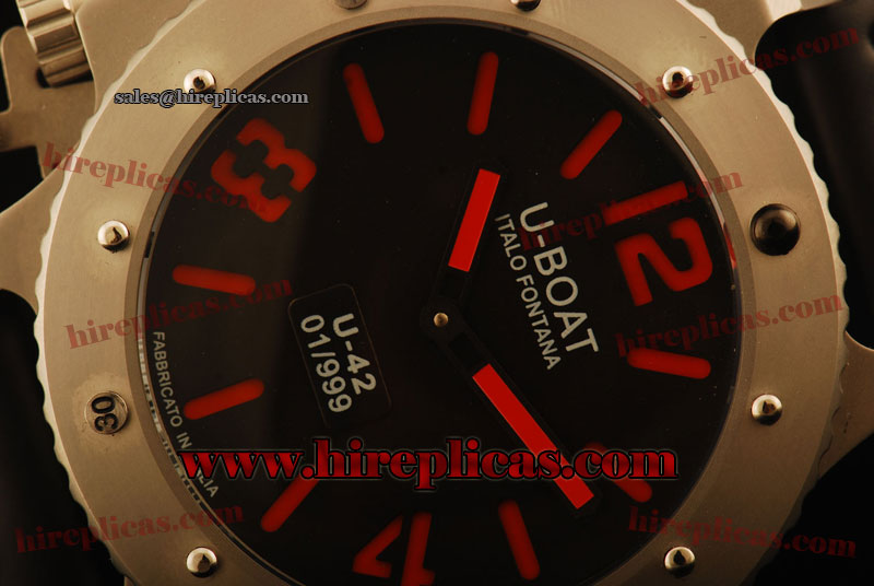 Exquisite Classic U-Boat Limited Edition U-42 6157 Asia 6497 Manual Winding Steel Black Dial Red Markers
