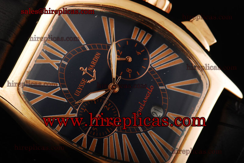 Best Ulysse Nardin Maxi Marine 353-66-3/323 Asia Automatic Rose Gold Black Dial Roman Markers