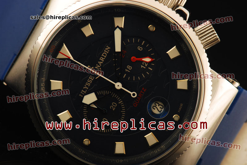 Best quality Ulysse Nardin Maxi Marine 353-66-3/323/B Miyota OS20 Quartz Steel Black Dial