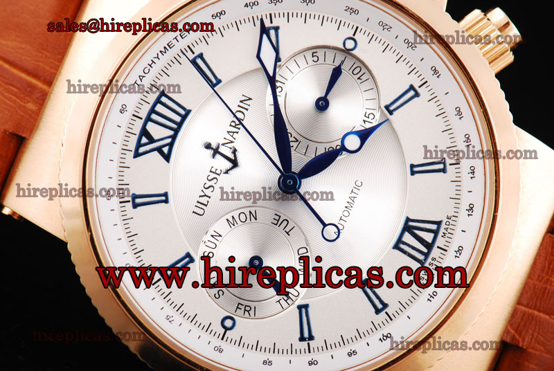 Cheap Classic Ulysse Nardin Maxi Marine 353-66-3/323 Asia Automatic Rose Gold White Dial
