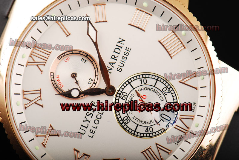 Best Classic Ulysse Nardin Maxi Marine 263-67-3/43 Asia Automatic Rose Gold White Dial Roman Markers