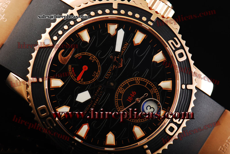 Fake Classic Ulysse Nardin Maxi Marine Diver Limited Edition 260-32/3A Asia Automatic Rose Gold Black Dial