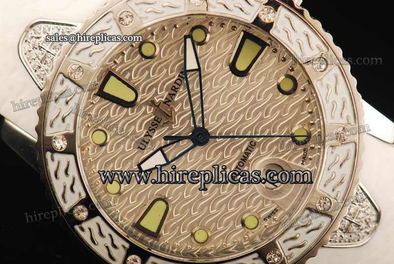 Quality cheap Beautiful Ulysse Nardin Marine Lady Diver 8103-101-3/00 Swiss ETA 2836 Automatic Steel Silver Dial Green Markers