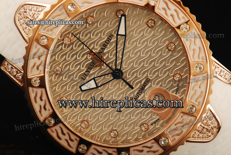 discount Fashion Graceful Ulysse Nardin Marine Lady Diver 8103-101EC-3C/13 Swiss ETA 2836 Automatic Rose Gold Silver Dial