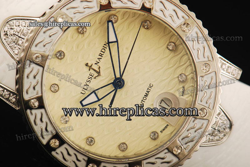 AAA Classic Ulysse Nardin Marine Lady Diver 8103-101EC-3C/13 Swiss ETA 2836 Automatic Steel Beige Dial Diamond Markers