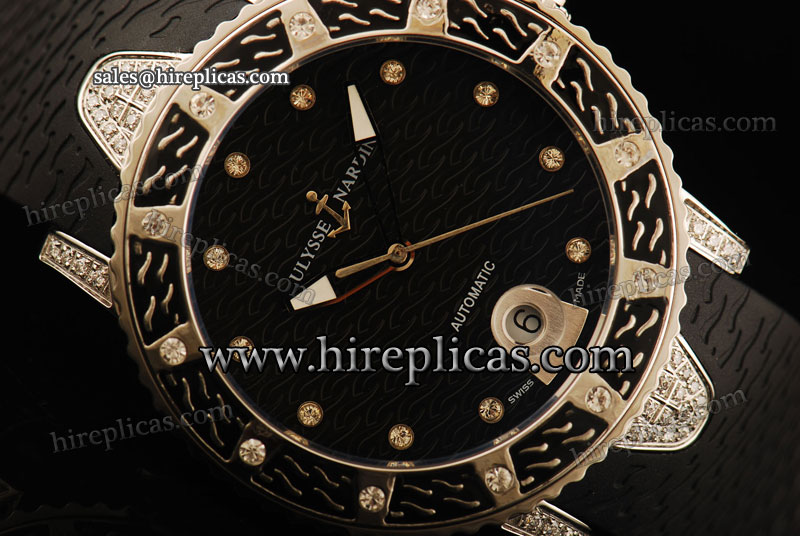 Imitation Ulysse Nardin Marine Lady Diver 8103-101EC-3C/13 Swiss ETA 2836 Automatic Steel Black Dial Diamond Markers