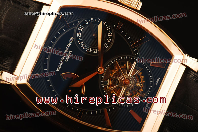 Classic Fake Vacheron Constantin Malte 47400-000G-9100-TBKB Swiss Toubillon Manual Winding Rose Gold Black Dial