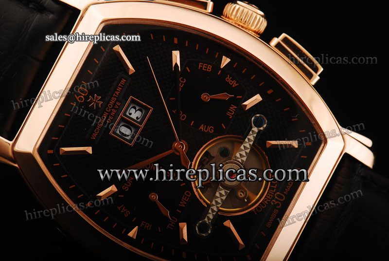 Cheapest Replica Vacheron Constantin Malte 80172/000R-9320 Tourbillon Asia Automatic Rose Gold Black Dial